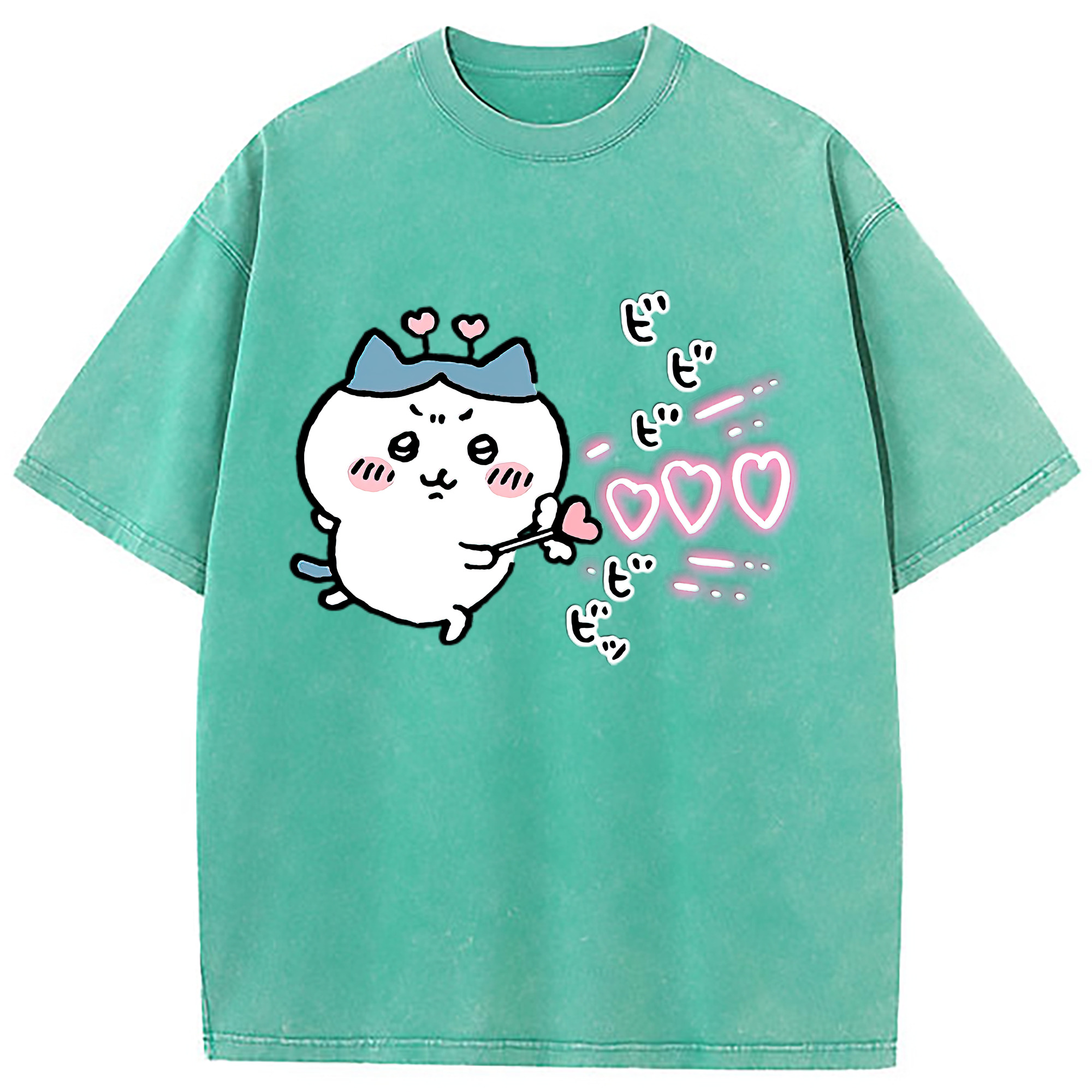 （画像用） ちいかわ ハチワレ Chii-kawa hachiware 綿100% ヴィンテージ風 半袖Tシャツ（フロントプリント）